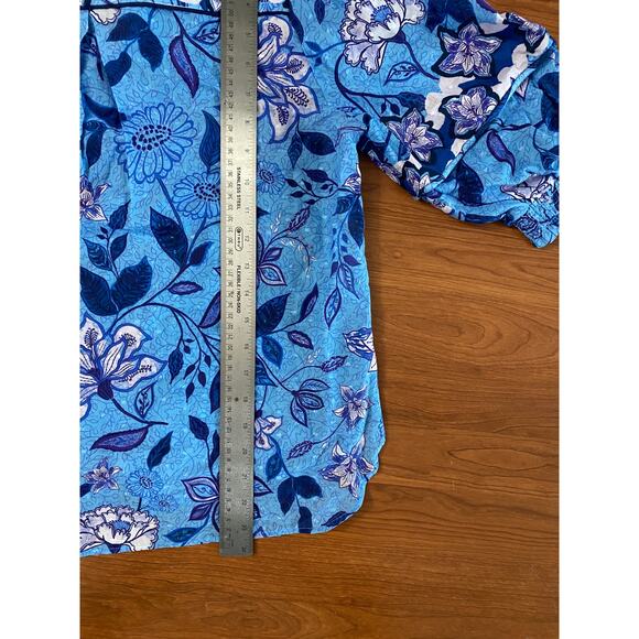 NWT Celina Moon, Blue Symphony, Puff Sleeve Button Up, Sz S (oversized), 184$ - Picture 9 of 9